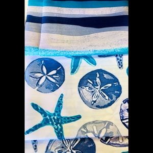 Blue Sea Breeze Fabric Shower Curtain Fringe Edge